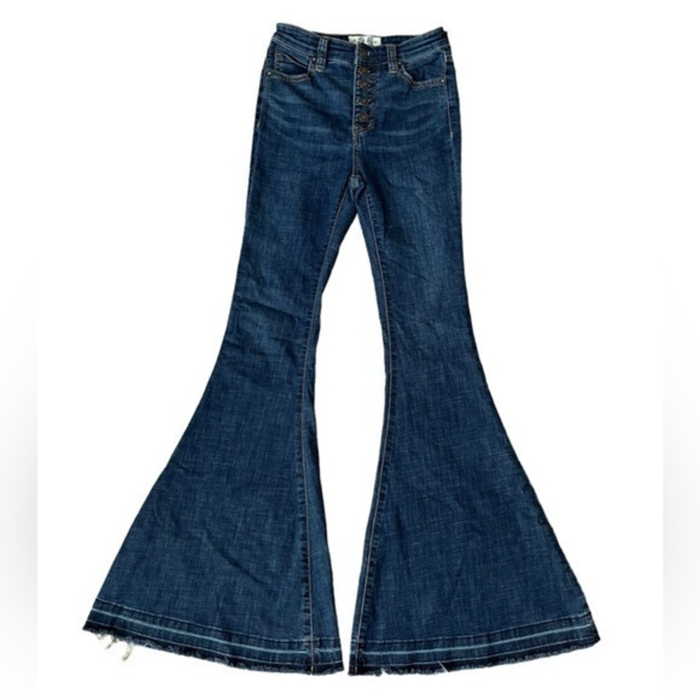We The Free Women's Irreplaceable Flare High Rise Button Fly Jeans Navy Size 25